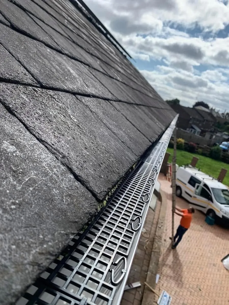 Gutter guard fitted on a slate roof in Bude